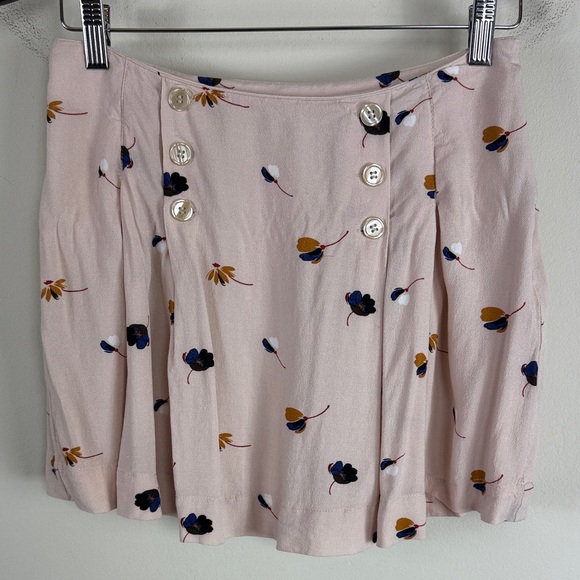 Free People Lovers Lane Floral Button-Accent Pink Mini Skirt Size 4 - Picture 2 of 8